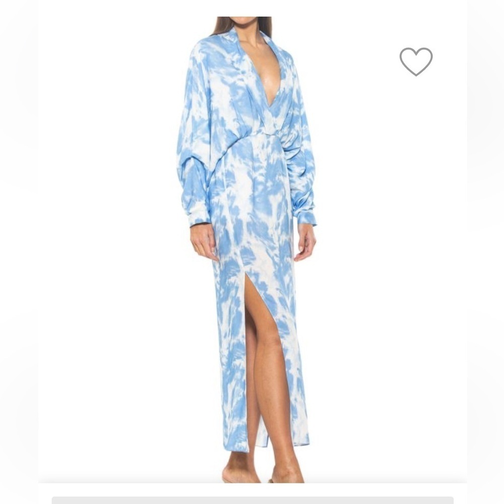 ALEXIA ADMOR Kacey Draped Maxi Dress In Tye Dye Blue- Size 8